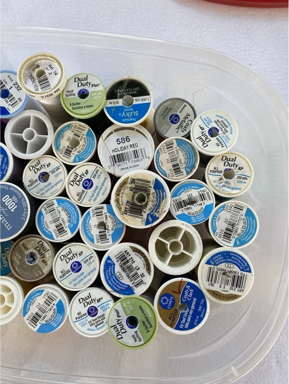 Mix Of Sewing Thread Heavy Duty And All Purpose Lot of 42 Assorted Color Spools
